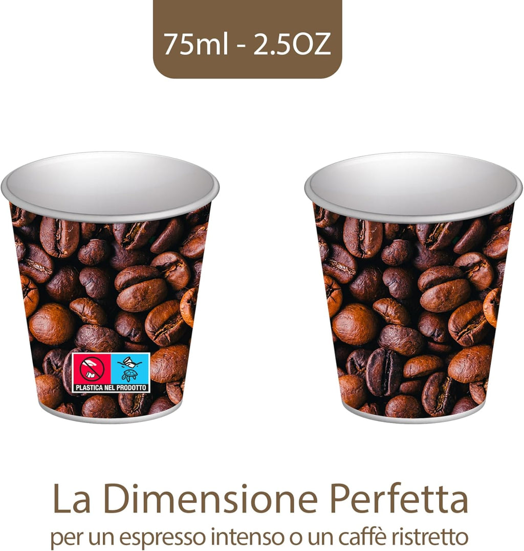 Bicchierini Caffè - tazzine caffe in carta monouso da 75ml - DECORO CAFFE'