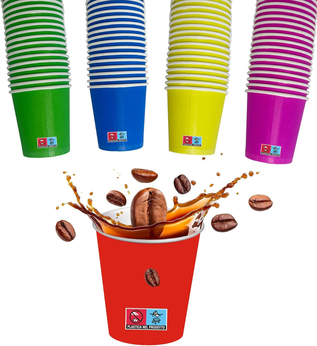 Bicchierini Caffè - tazzine caffe in carta monouso da 75ml - COLORI ASSORTITI