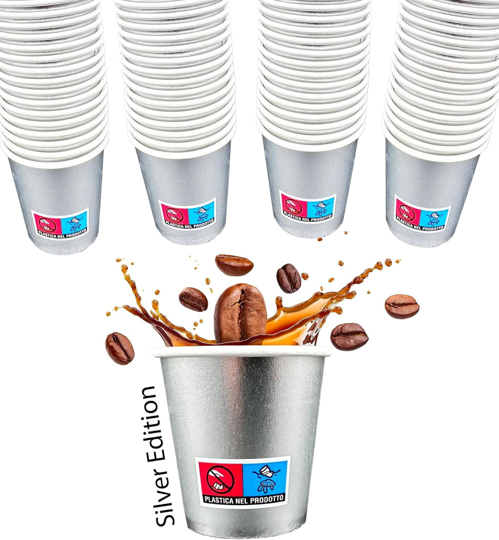 Bicchierini Caffè - tazzine caffe in carta monouso da 75ml - SILVER EDITION - ARGENTO