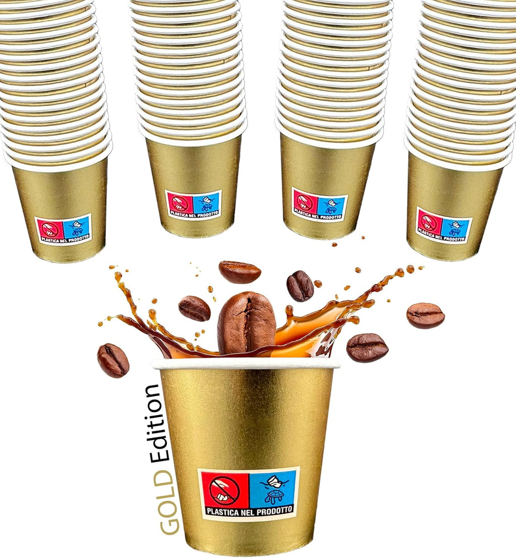 Bicchierini Caffè - tazzine caffe in carta monouso da 75ml - GOLD EDITION - ORO